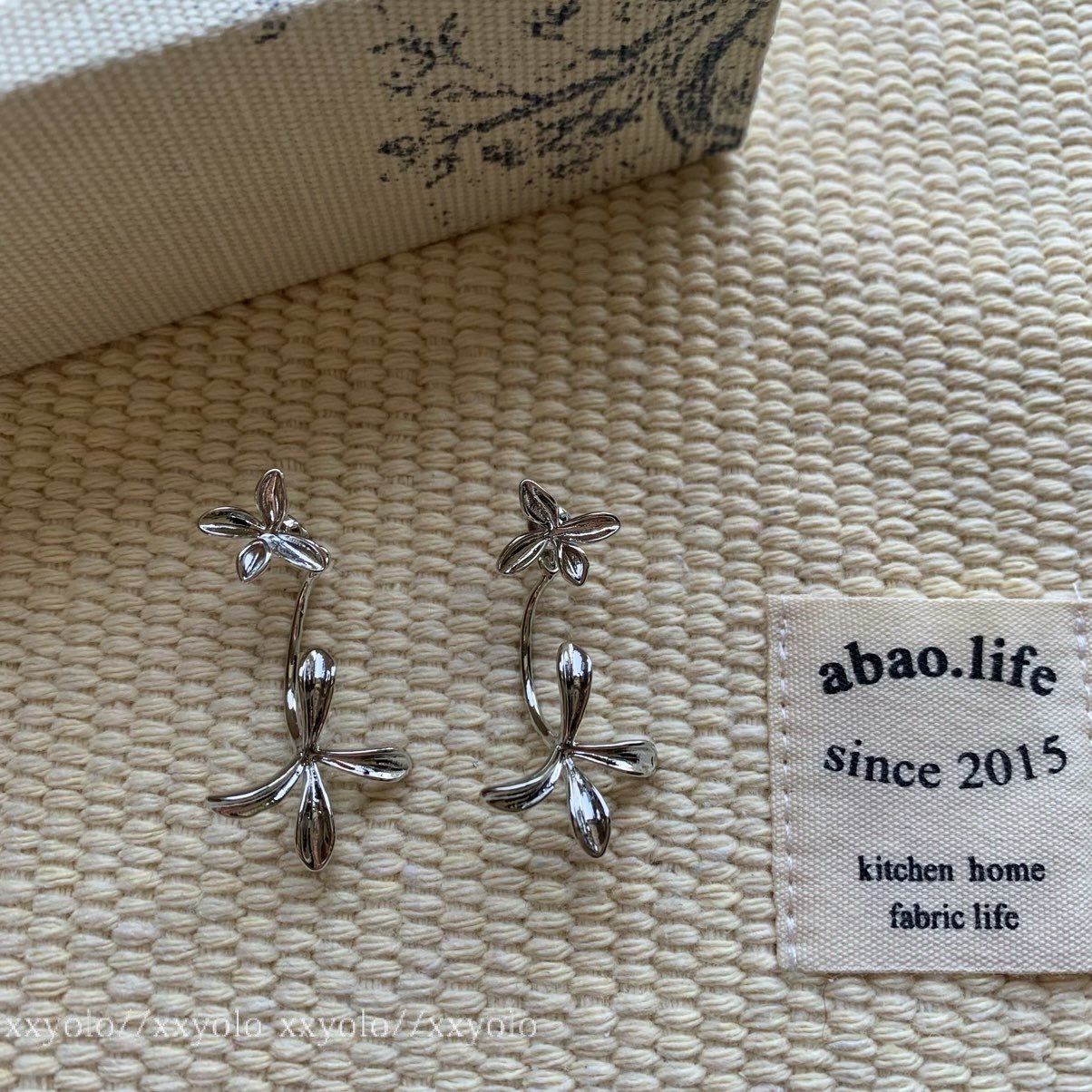 xxyolo/栀子花开 金属立体栀子花个性不失甜美气质简约风耳环耳夹