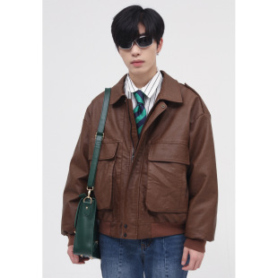 MTL男装|冬款新品 复古港风机车皮夹克韩版ins潮流夹棉外套男女款