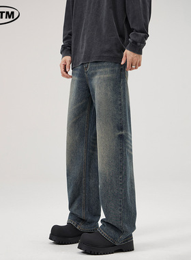 美式复古宽松直筒牛仔裤男阔腿百搭休闲长裤子水洗时尚潮流休闲裤