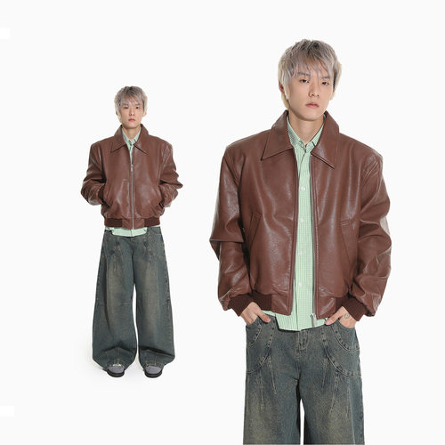 MTLCLOTHES美拉德风短款机车皮夹