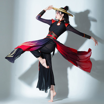 象王行舞蹈服装九州同舞蹈服剑舞服装中国风爵士舞蹈服装女侠客风