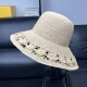 帽子女天然进口拉菲草纯手工钩针镂空花边花朵大沿草帽遮阳渔夫帽