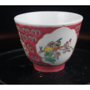 回流景德镇567老厂瓷手绘细工粉彩花鸟二号缸盅主人茶杯客厅古玩