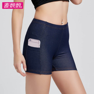 韩仿牛仔裤 女牛仔三分大码 防走光3分打底裤 弹力短裤 显瘦 安全裤