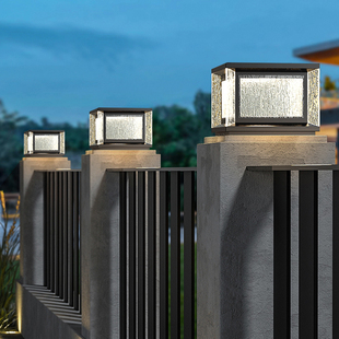 太阳能柱子灯别墅柱头灯庭院门柱灯小院花园接电款防水柱头装饰灯