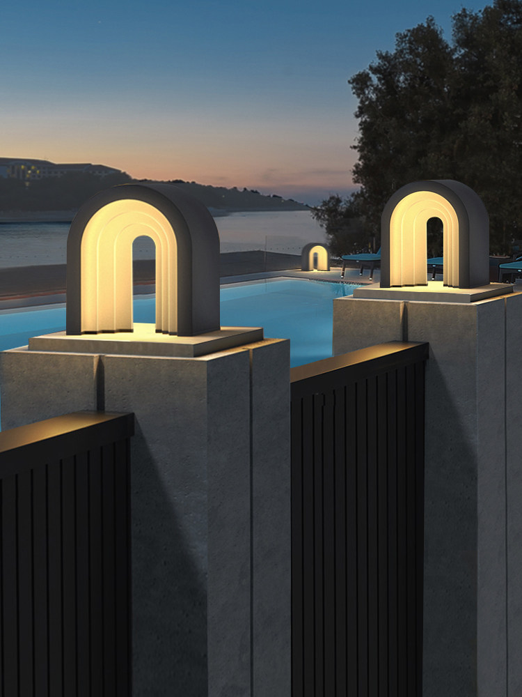 墙柱头灯太阳能户外庭院景观灯防水门码头门柱灯农村门柱灯