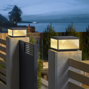 太阳能柱头灯围墙灯高级院墙立柱灯户外庭院门柱灯别墅大门柱子灯