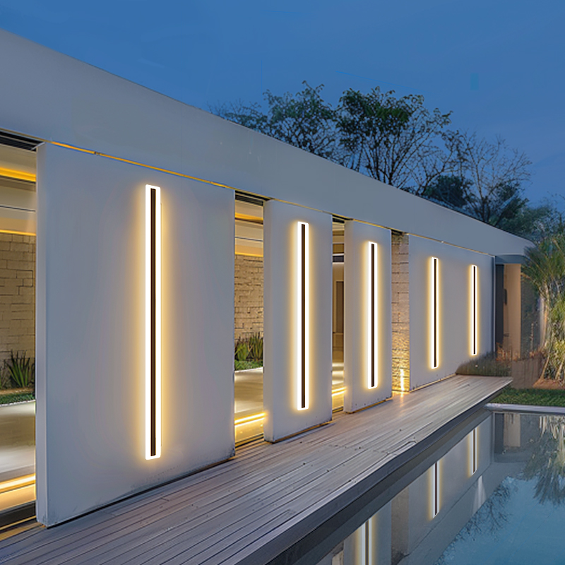 户外壁灯防水太阳能长条壁灯别墅极简墙壁灯LED接电外墙专用灯