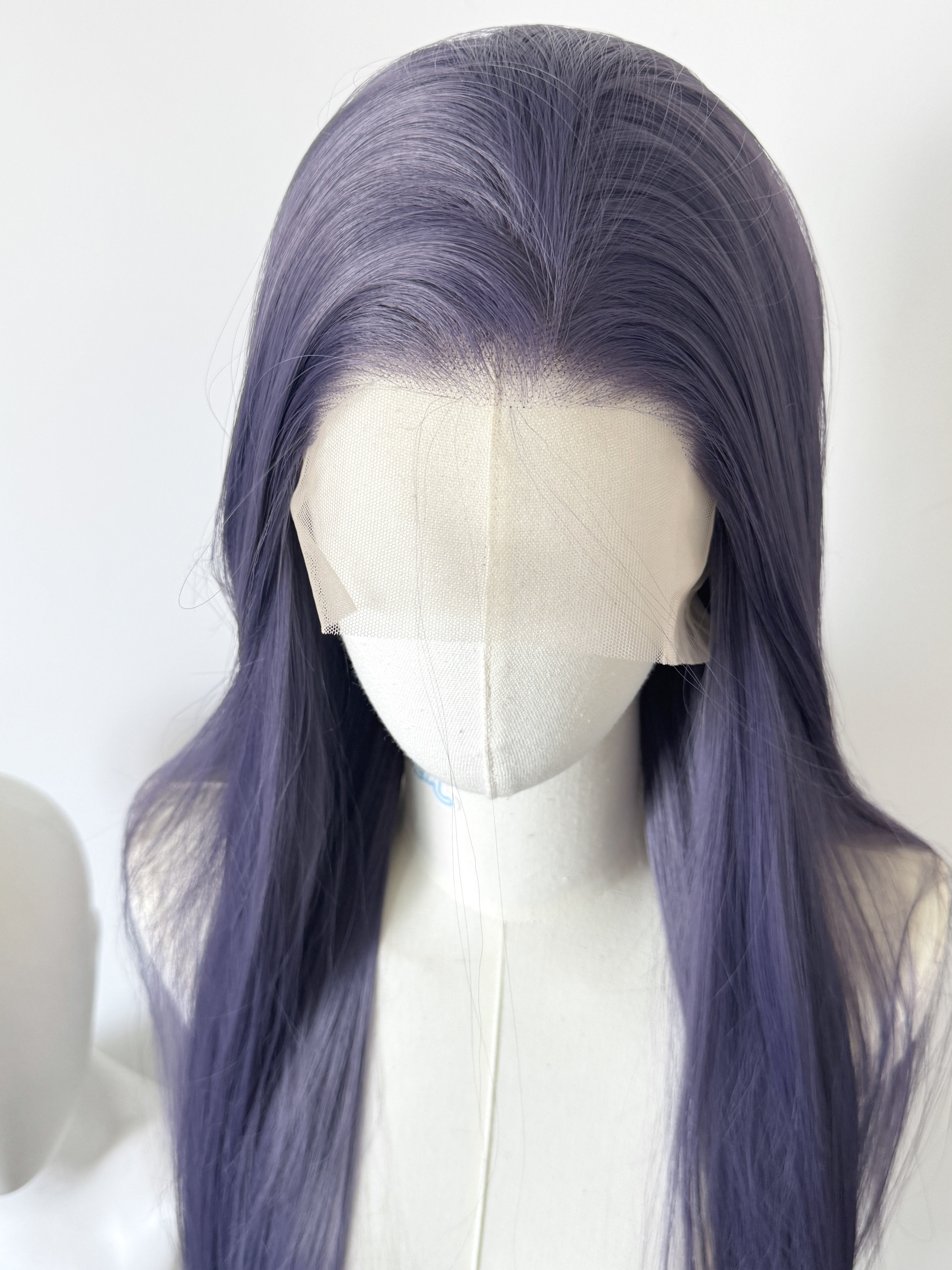 深紫灰色手钩假发前额大蕾丝cosplay毛胚长直发随意分缝万用傅融