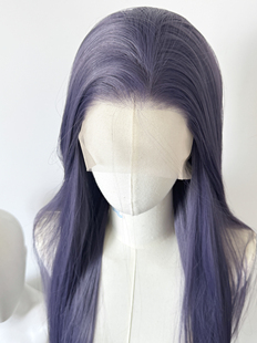 深紫灰色手钩假发前额大蕾丝cosplay毛胚长直发随意分缝万用傅融
