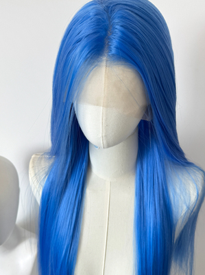 寄信给风蓝色手钩前额大蕾丝假发