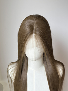 baby亚麻蜜棕100%进口日丝 长直发假发高温丝手钩大蕾丝全发套女