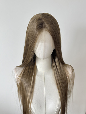 青木棕手钩假发前额蕾丝中分毛胚古装通用cosplay王权霸业 可定制