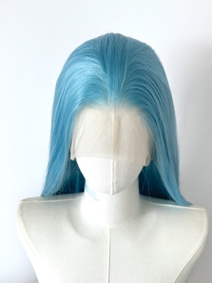冰蓝色手钩前额蕾丝手钩假发cos毛胚万用高温丝假发随意分缝