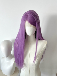 葡萄紫神代利世cos手钩前额大蕾丝紫色假发长直发高温丝随意分缝