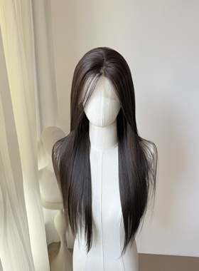 秀雅hyuna褐棕巧克力深棕色手钩前额大蕾丝假发日常中分随意分cos