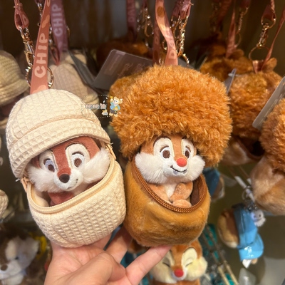 香港迪士尼坚果壳奇奇蒂蒂毛绒玩偶挂件