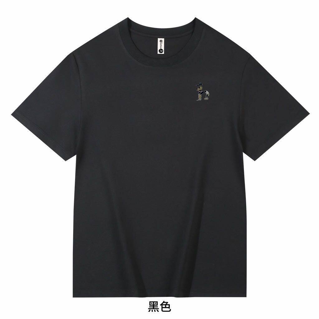 哈吉斯休闲风短袖T恤男士黑色纯棉透气夏季圆领半袖上衣