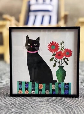 oddbox原创文艺猫咪花朵装饰画