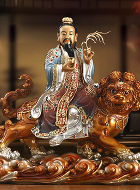 彩绘太乙救苦天尊摆件纯铜真人像