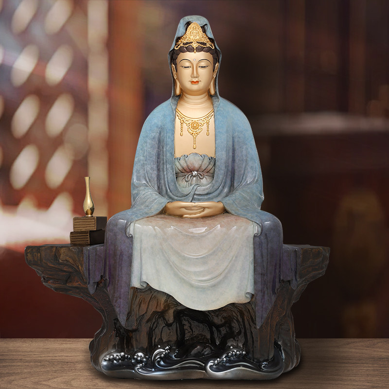 纯铜掐丝珐琅镶金禅意观世音菩萨