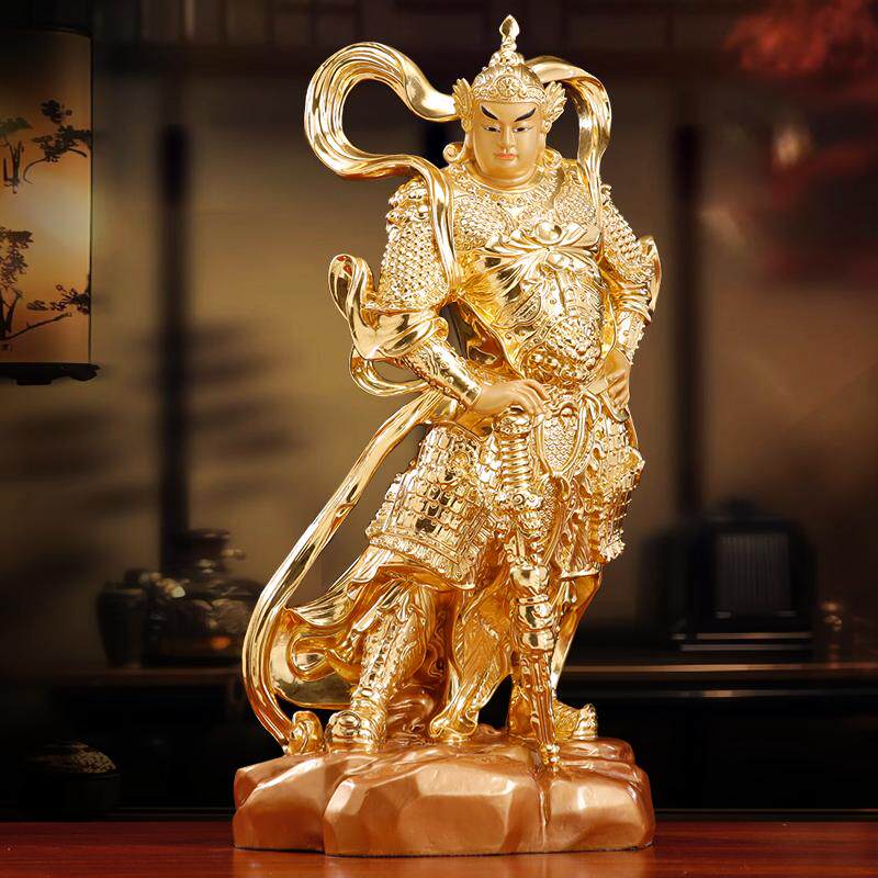 台湾纯铜贴金韦陀菩萨佛像家用供奉伽蓝韦陀寺院左右护法神像摆件