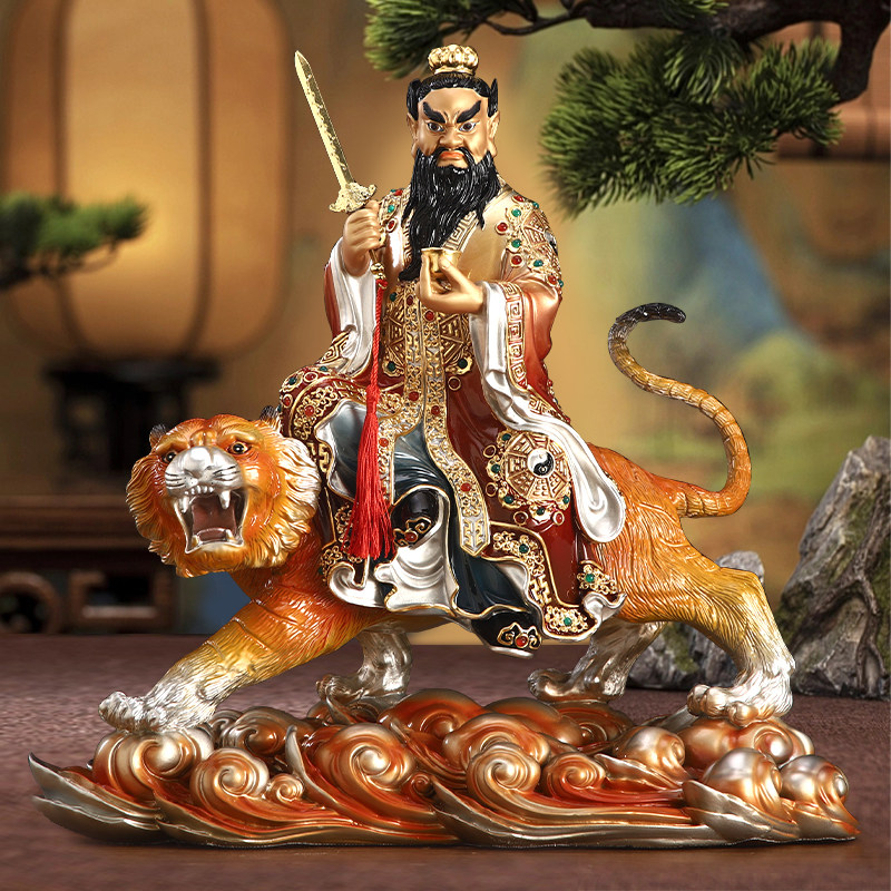 台湾纯铜彩绘张天师神像铜雕张道陵祖张天师祖师爷家用装饰品摆件_虎窝淘