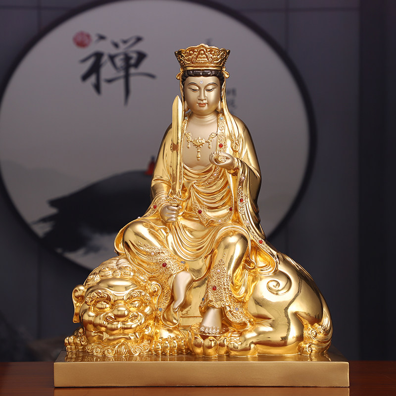 台湾文殊贴金华严三圣神像普萨