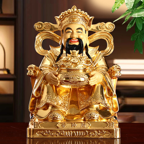 台湾纯铜贴金财神爷摆件店铺家用