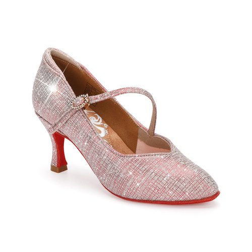 AG幻彩红色摩登交谊舞鞋红色毛底