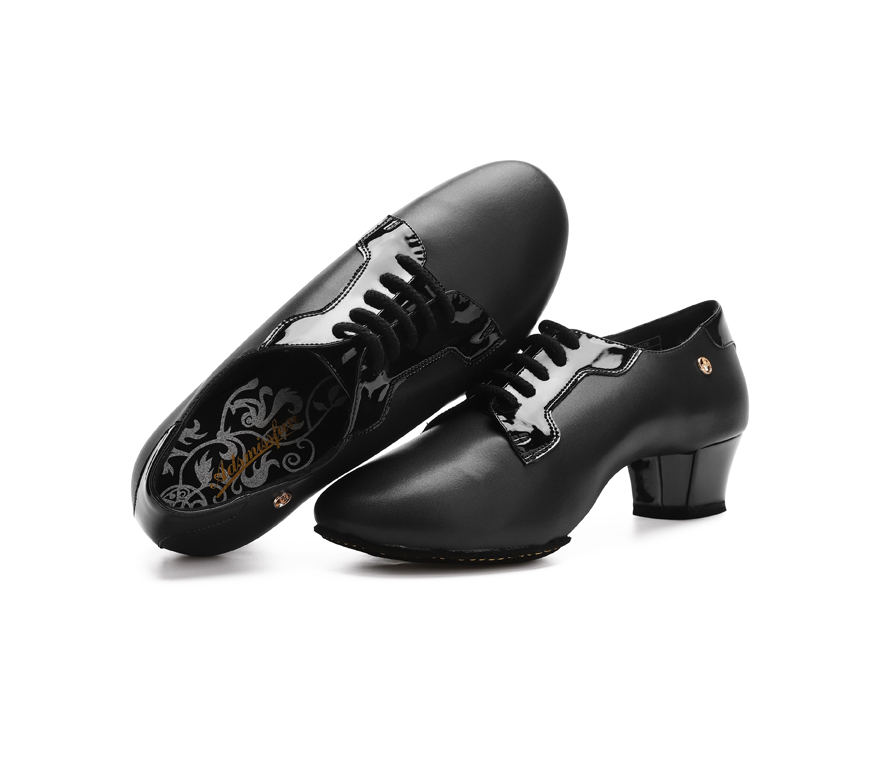 ADS男拉丁missfun系A3010-18黑色软牛皮单鞋中跟恰恰比赛练