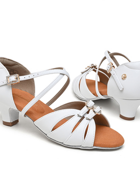 AG少儿拉丁舞鞋皮鞋A2176软底专业儿童中跟宽松型可调节