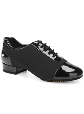 男摩登舞鞋AG4023-18亮皮漆皮拼接高端进口牛津弹力布练习软底鞋