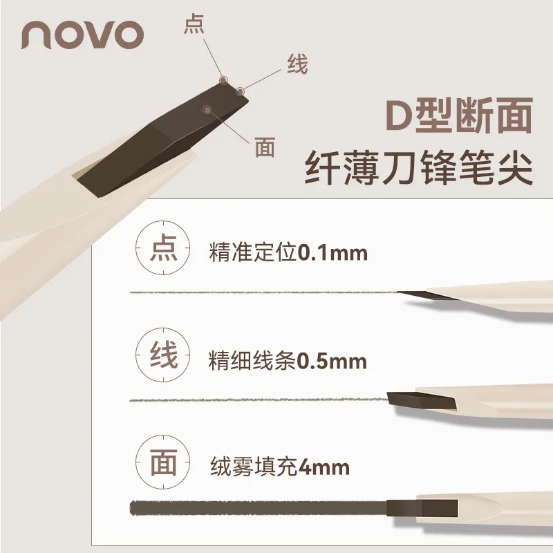 novo雾色立形砍刀眉笔野生眉耐水不晕染根根分明刀锋免削双头男女,彩妆/香水/美妆工具,眉笔/眉粉/眉膏,淘宝优惠券,粉丝福利购,淘宝优惠卷