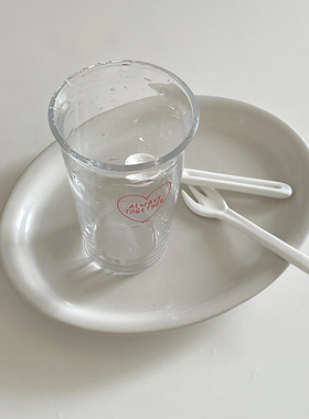 Fine living - 厚实乳白色韩式椭圆盘纯色早餐盘沙拉盘甜点水果盘