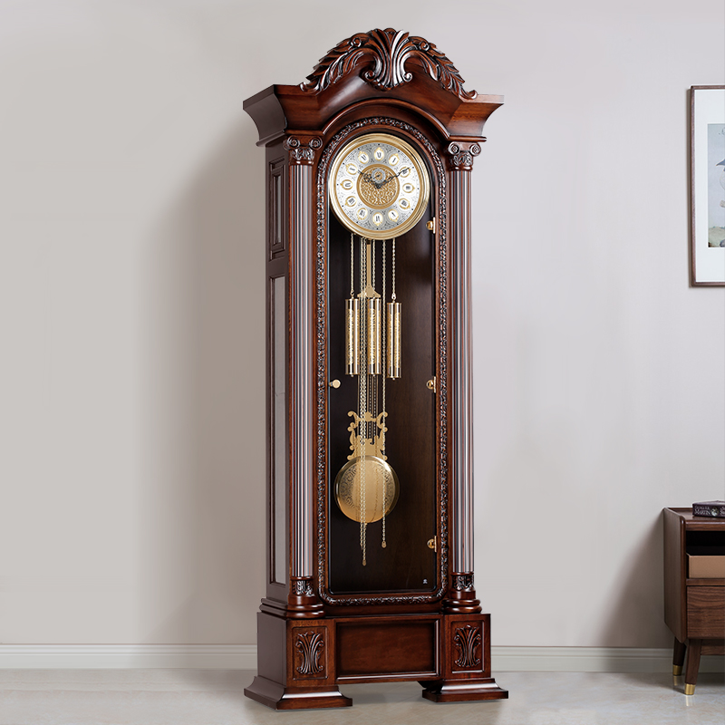 power 欧式落地钟客厅立钟德国赫姆勒大座钟摆钟复古实木机械钟表
