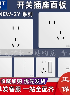 正泰开关插座2Y白色单开双控五孔一开多孔16A空调家用电源面板USB