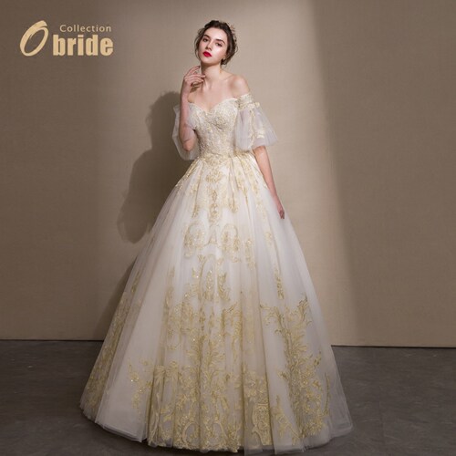 Obride玛丽拖尾重工豪华奢侈婚纱