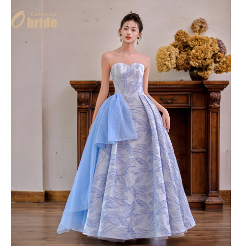 obride礼服蓝色超显瘦礼服