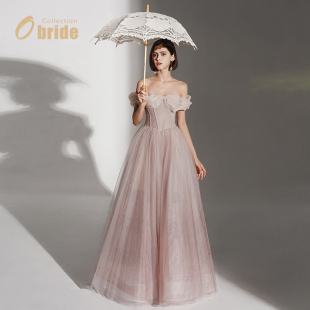 Obride「栖见」一字肩礼服高端轻奢敬酒服成人礼轻礼服演出定制