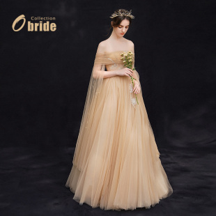 一字肩礼服法式 小众高端轻奢礼服裙2024新款 高级感 曼舞 Obride