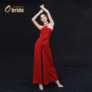 Obride「椿」礼服高端轻奢小众年会订婚连体裤 新娘小个子敬酒服