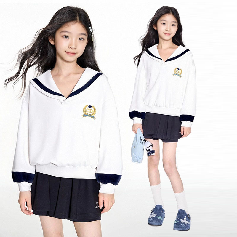 MSYJ 海军领卫衣女童秋季新款长袖学院风套头休闲上衣