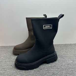 加绒英伦风厚底中筒靴女切尔西靴马丁靴棉靴 新款 撤柜清仓特价 冬季