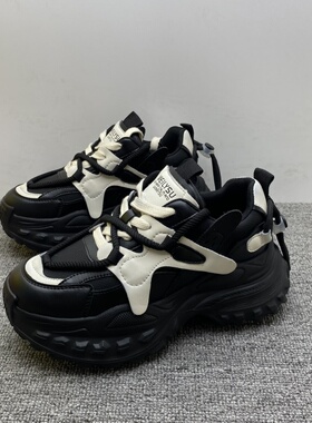 处理34.35码增高鞋女超火真皮老爹鞋新款厚底鞋显脚小休闲运动鞋