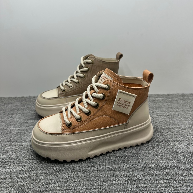 牛皮高帮鞋女秋季新款女鞋真皮