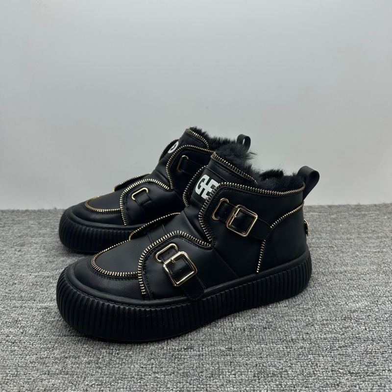 冬季新款真皮厚底雪地靴女时尚