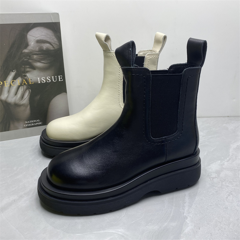 头层牛皮舒适百搭切尔西靴女潮
