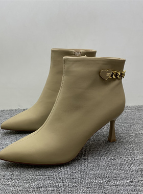 处理38.39码欧洲站短靴女冬季新款加绒女靴尖头及裸靴猫跟瘦瘦靴