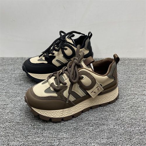 真皮运动休闲鞋厚底老爹鞋女